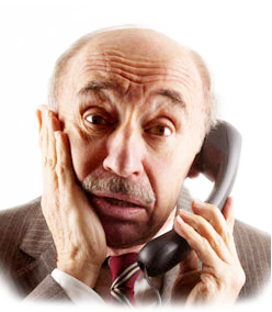 a worried man on the telephone