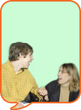 two young people laughing