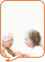 lady speaking to older woman