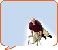 a man leaping on a walking frame